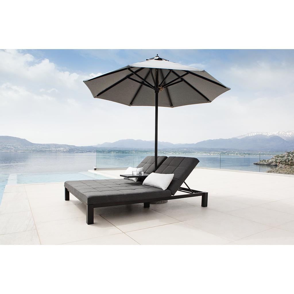 كرسي استرخاء مزدوج مع مظلة - رصاصي