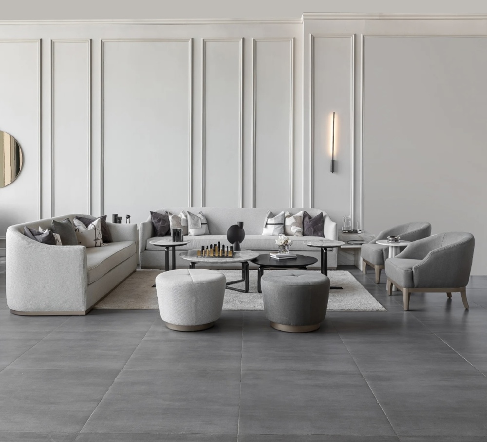 طقم كنب جورجيا - رمادي وكريمي